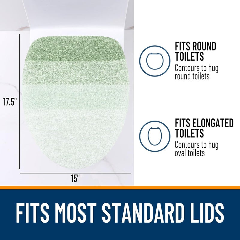 OLANLY Soft Microfiber Bathroom Toilet Lid Cover, Machine Washable Covers, 17.5x15, Stays in Place Rubber Backing, Fits Most Round, Elongated and Oblong Lids, Accessories Decor, Sage Green - Image 5